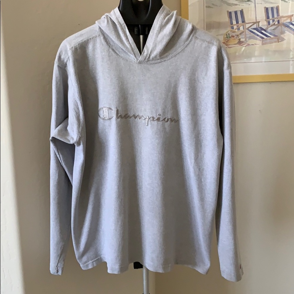 Vintage Gray Champion Long Sleeve Hoodie SZ L
